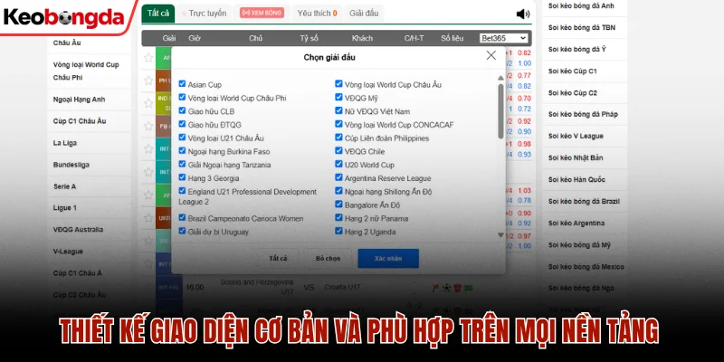 Kèo Bóng Đá Hôm Nay - Tỷ Lệ Kèo Nhà Cái Trực Tuyến 173 Thiết kế giao diện cơ bản và phù hợp trên mọi nền tảng
